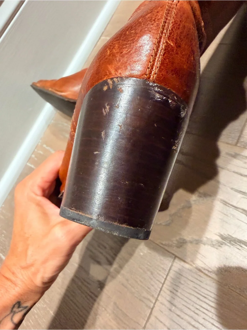 Frye knee high Lucinda slouch in cognac 8m